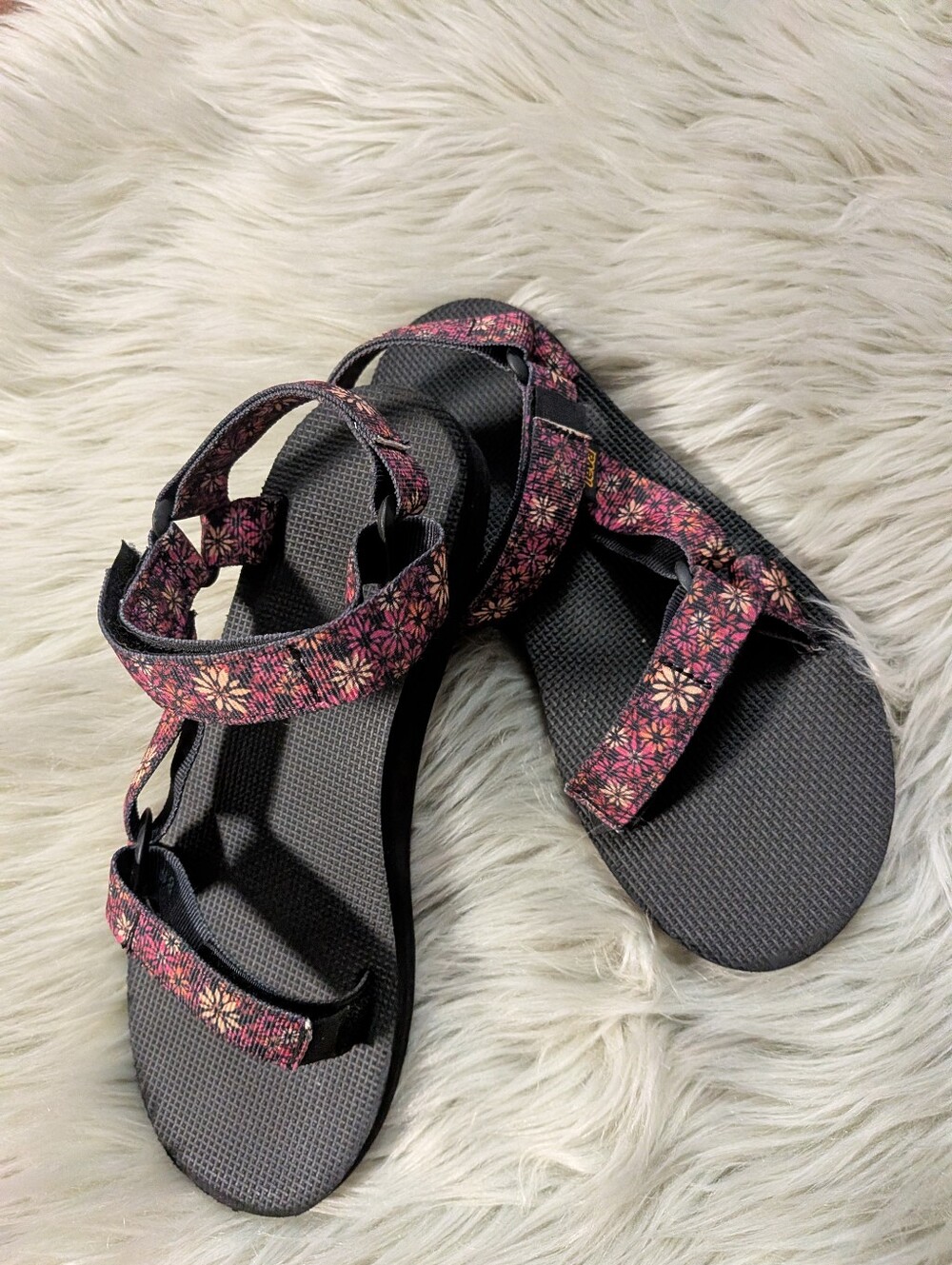 Teva Women's Floral Strap Sandal - Pink and Black - Picture 4 of 10